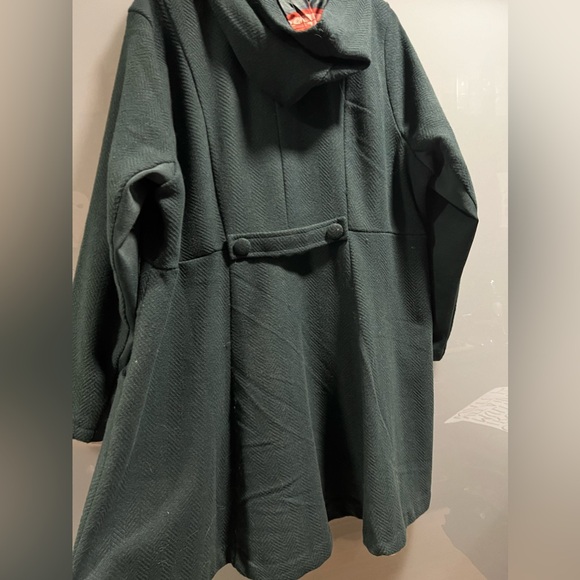Torrid Green Button Up Coat with Hood - Used Size 3 - Picture 9 of 12
